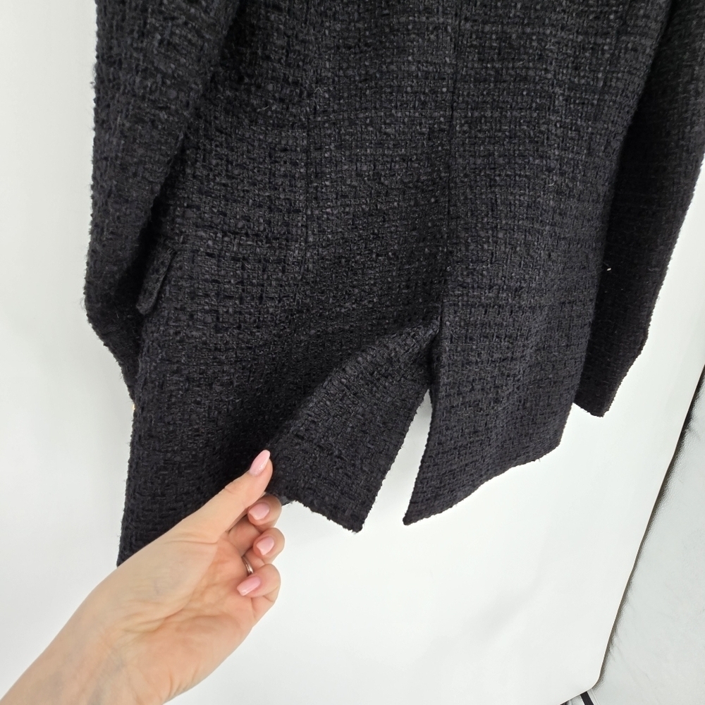 Zara black gold double breasted tweed blazer jacket classie size small - Picture 7 of 8